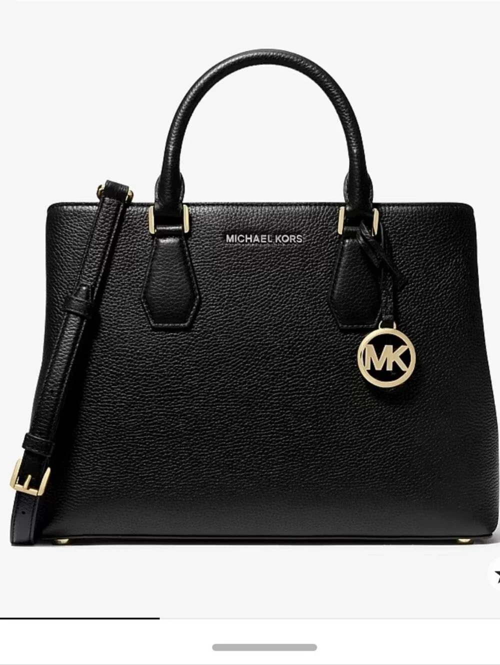 Michael Kors Black Camille Pebbled  Leather Satchel